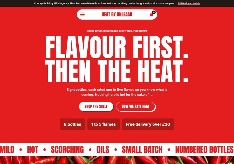 Home page of the Heat by Unleash concept build