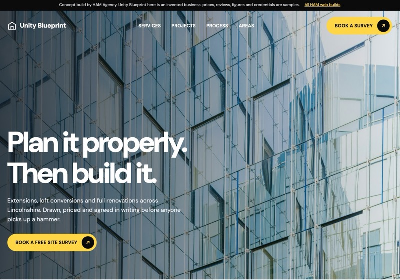 Home page of the Unity Blueprint concept build