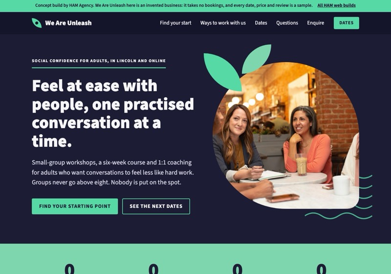 Home page of the We Are Unleash concept build