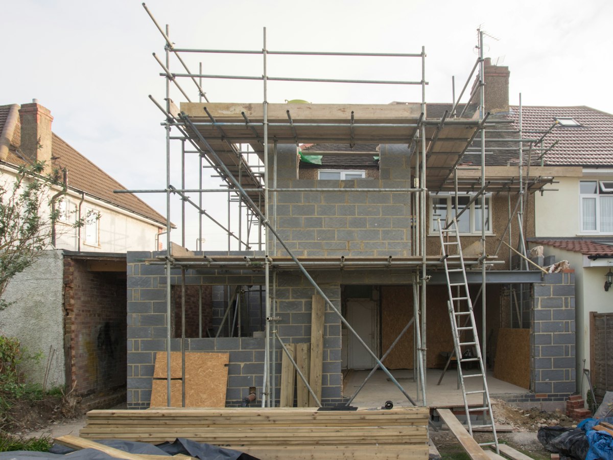 Brickwork going up on a house extension